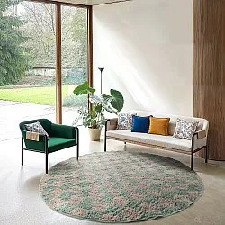 Round rug - Elsey Natural Cotton Shaggy (grey/pink)