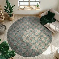 Round rug - Elsey Natural Cotton Shaggy (grey/pink)
