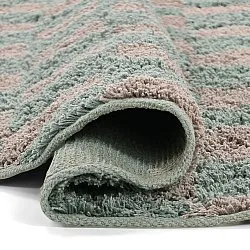 Round rug - Elsey Natural Cotton Shaggy (grey/pink)