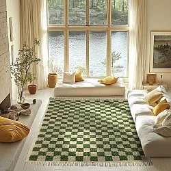 Shaggy rugs - Elsey Natural Cotton Shaggy (green/beige)