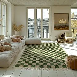 Shaggy rugs - Elsey Natural Cotton Shaggy (green/beige)