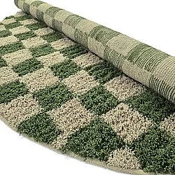 Round rug - Elsey Natural Cotton Shaggy (green/beige)