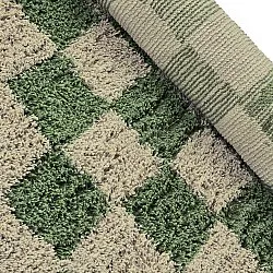 Round rug - Elsey Natural Cotton Shaggy (green/beige)