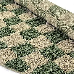 Round rug - Elsey Natural Cotton Shaggy (green/beige)
