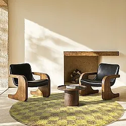 Round rug - Elsey Natural Cotton Shaggy (yellow/beige)