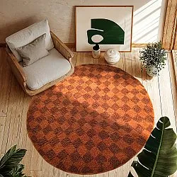 Round rug - Elsey Natural Cotton Shaggy (orange/red)