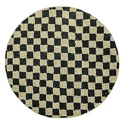 Round rug - Elsey Natural Cotton Shaggy (black/beige)