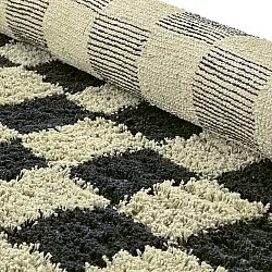 Round rug - Elsey Natural Cotton Shaggy (black/beige)