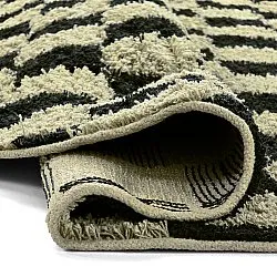 Round rug - Elsey Natural Cotton Shaggy (black/beige)