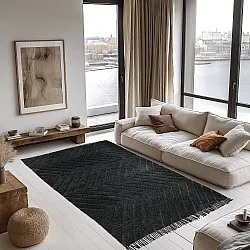 Shaggy rugs - Farley Natural Cotton Shaggy (black)