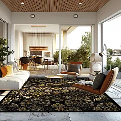 Wilton rug - Fernana (black/gold)