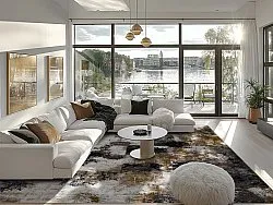 Wilton rug - Flores (black/brown/white)