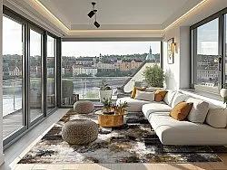 Wilton rug - Flores (black/brown/white)