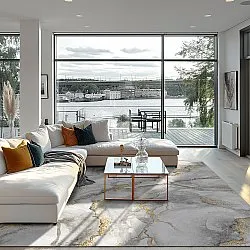 Wilton rug - Genova (grey/white/gold)