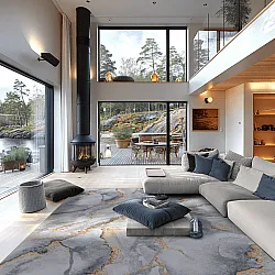 Wilton rug - Genova (grey/white/gold)