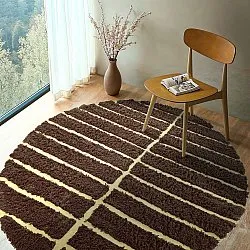 Round rug - Ikara Natural Cotton Shaggy (brown)