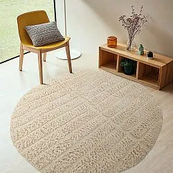 Round rug - Ikara Natural Cotton Shaggy (cream)