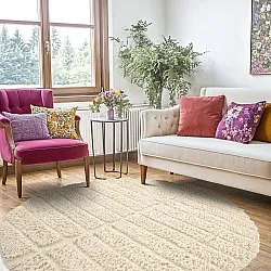 Round rug - Ikara Natural Cotton Shaggy (cream)