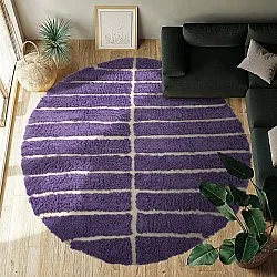 Round rug - Ikara Natural Cotton Shaggy (purple)