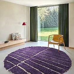 Round rug - Ikara Natural Cotton Shaggy (purple)