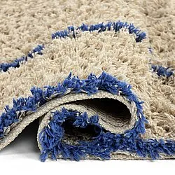 Shaggy rugs - Kairi Natural Cotton Shaggy (beige/blue)