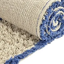 Shaggy rugs - Kairi Natural Cotton Shaggy (beige/blue)