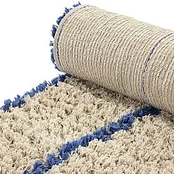 Shaggy rugs - Kairi Natural Cotton Shaggy (beige/blue)