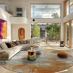Round rug - Kebira (brown/blue)
