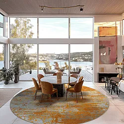 Round rug - Kebira (brown/blue)