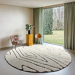 Round rug - Kindon Natural Cotton Shaggy (off white/brown)