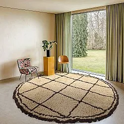 Round rug - Lana Natural Cotton Shaggy (beige/brown)