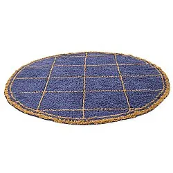 Round rug - Lana Natural Cotton Shaggy (blue/yellow)