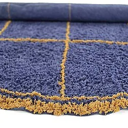 Round rug - Lana Natural Cotton Shaggy (blue/yellow)
