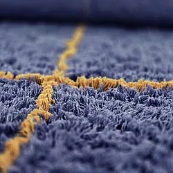 Round rug - Lana Natural Cotton Shaggy (blue/yellow)