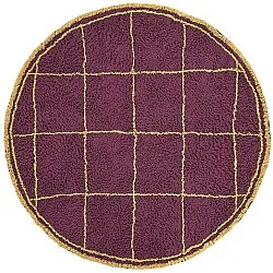 Round rug - Lana Natural Cotton Shaggy (burgundy/yellow)
