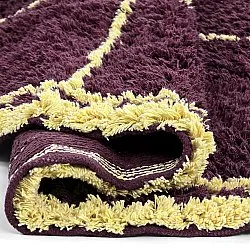 Round rug - Lana Natural Cotton Shaggy (burgundy/yellow)