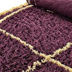 Round rug - Lana Natural Cotton Shaggy (burgundy/yellow)