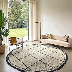 Round rug - Lana Natural Cotton Shaggy (creme/dark grey)