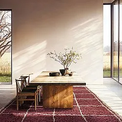 Shaggy rugs - Lana Natural Cotton Shaggy (taupe/red)