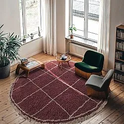 Round rug - Lana Natural Cotton Shaggy (taupe/red)