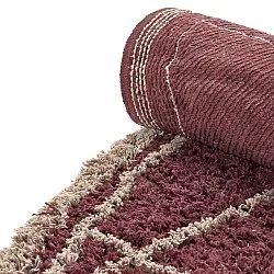 Round rug - Lana Natural Cotton Shaggy (taupe/red)