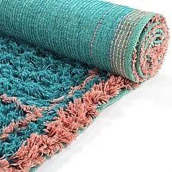 Shaggy rugs - Lana Natural Cotton Shaggy (turquoise/pink)
