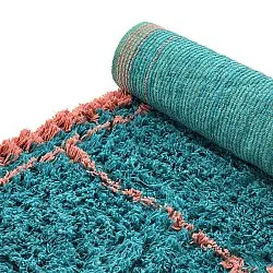 Shaggy rugs - Lana Natural Cotton Shaggy (turquoise/pink)