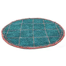 Round rug - Lana Natural Cotton Shaggy (turquoise/pink)