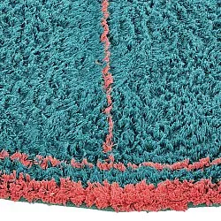 Round rug - Lana Natural Cotton Shaggy (turquoise/pink)
