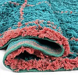 Round rug - Lana Natural Cotton Shaggy (turquoise/pink)