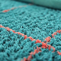 Round rug - Lana Natural Cotton Shaggy (turquoise/pink)