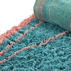 Round rug - Lana Natural Cotton Shaggy (turquoise/pink)