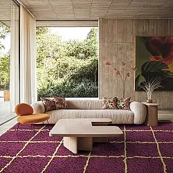 Shaggy rugs - Lana Natural Cotton Shaggy (burgundy/yellow)