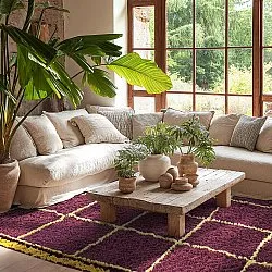 Shaggy rugs - Lana Natural Cotton Shaggy (burgundy/yellow)